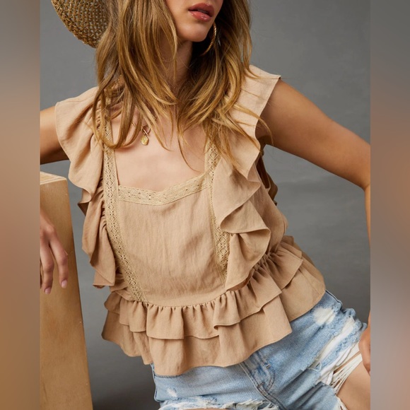 NWT Vici x Mustard Seed Aldina Ruffle Peplum Top |Size Small - Picture 4 of 5